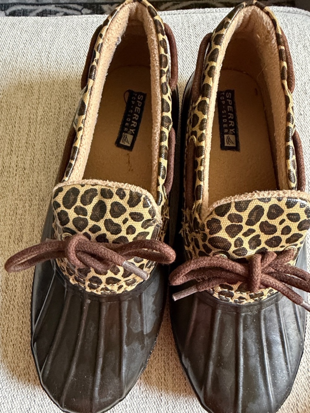 Sperry Brown Suede Loafers with Leopard-Print Trim - Picture 7 of 7
